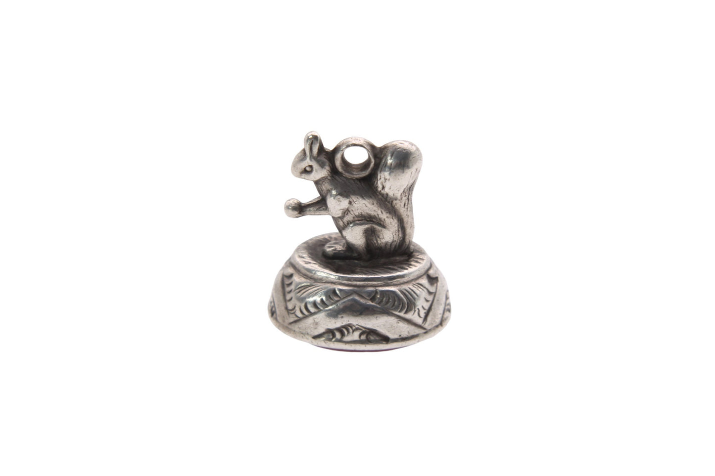 Antique Victorian Sterling Silver & Carnelian Squirrel Pendant