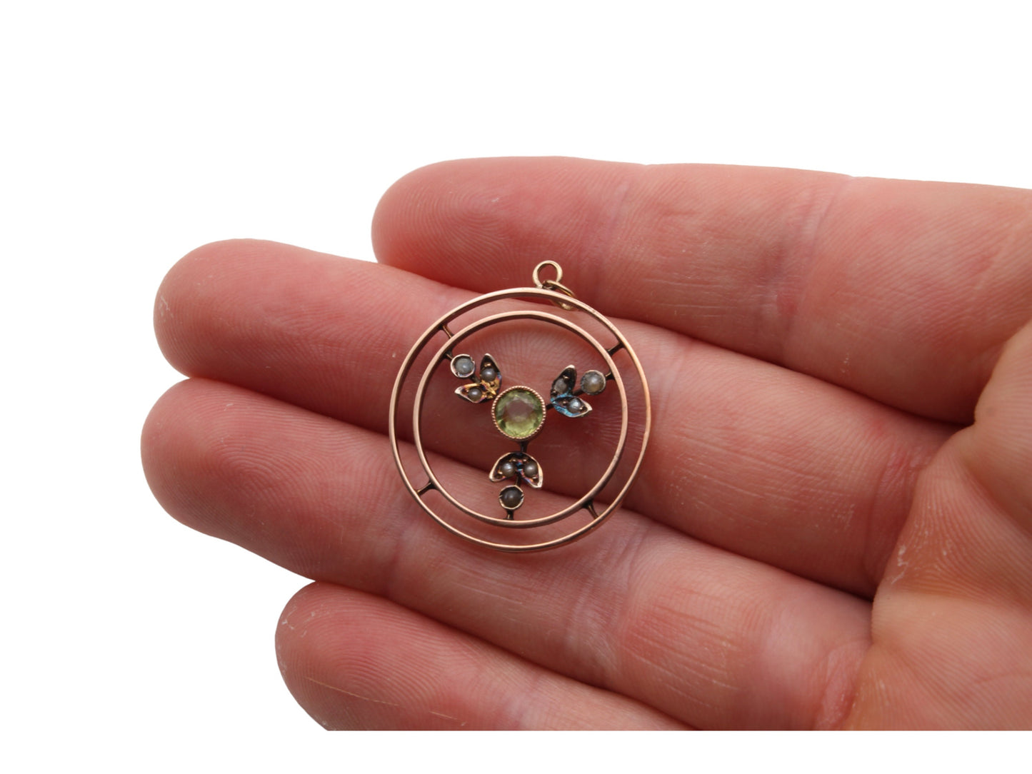 Antique Edwardian 9ct Gold Peridot Pendant