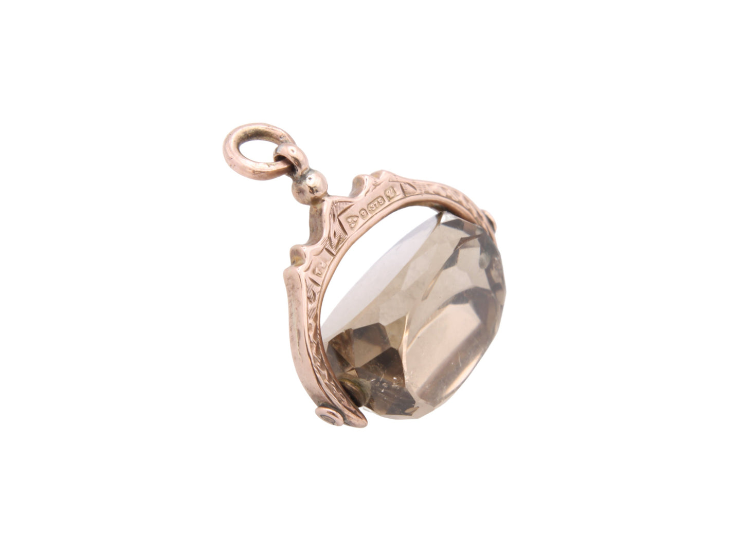 Antique Edwardian 9ct Gold Citrine Spinner Fob Pendant