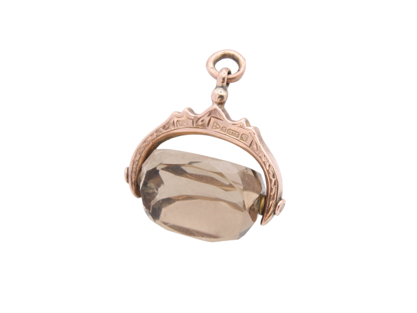 Antique Edwardian 9ct Gold Citrine Spinner Fob Pendant