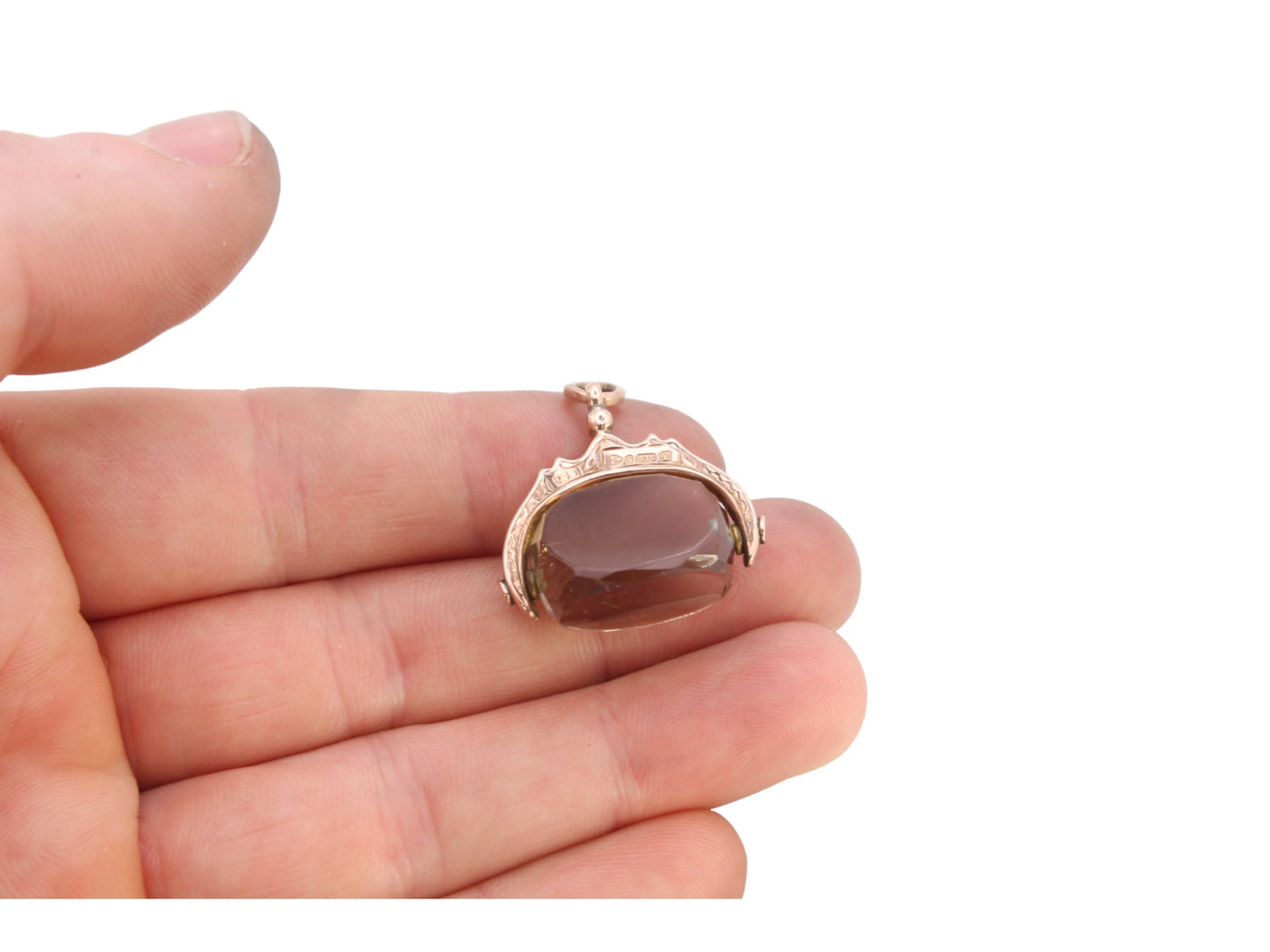 Antique-Edwardian-9ct-Gold-Citrine-Spinner-Fob-Pendant