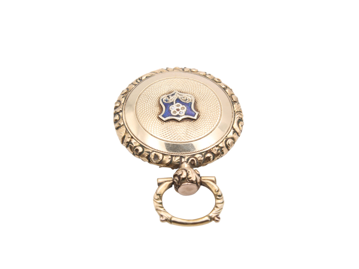Antique 15ct Gold Forget-Me-Not Enamel Mourning Pendant