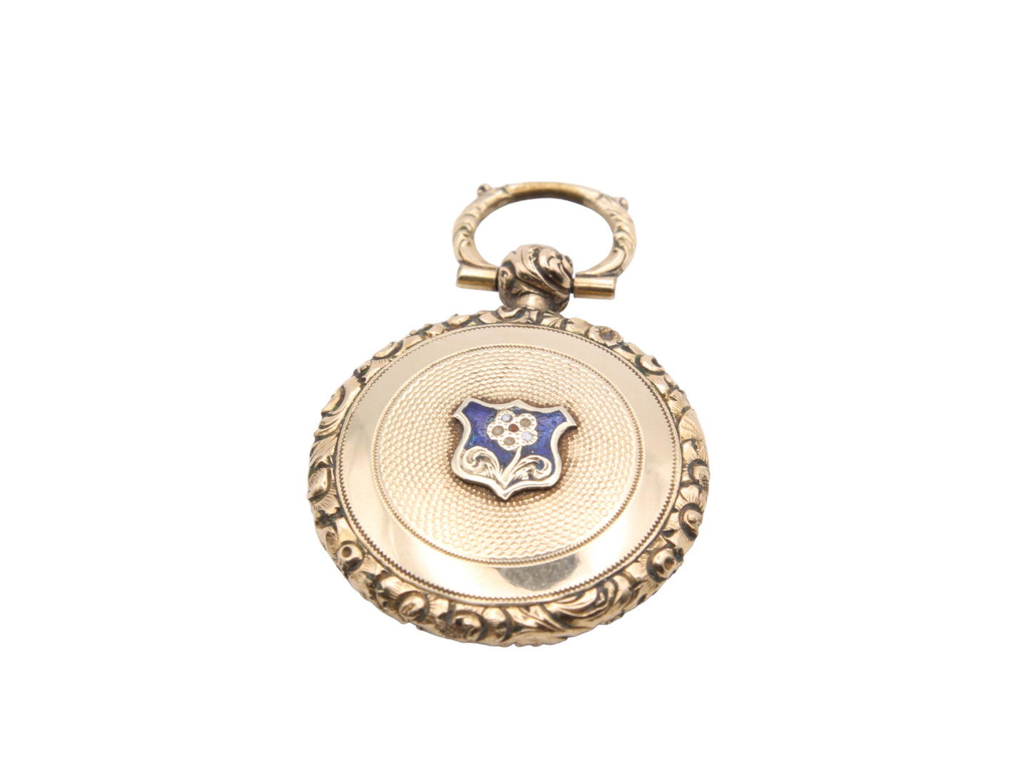 Antique 15ct Gold Forget-Me-Not Enamel Mourning Pendant