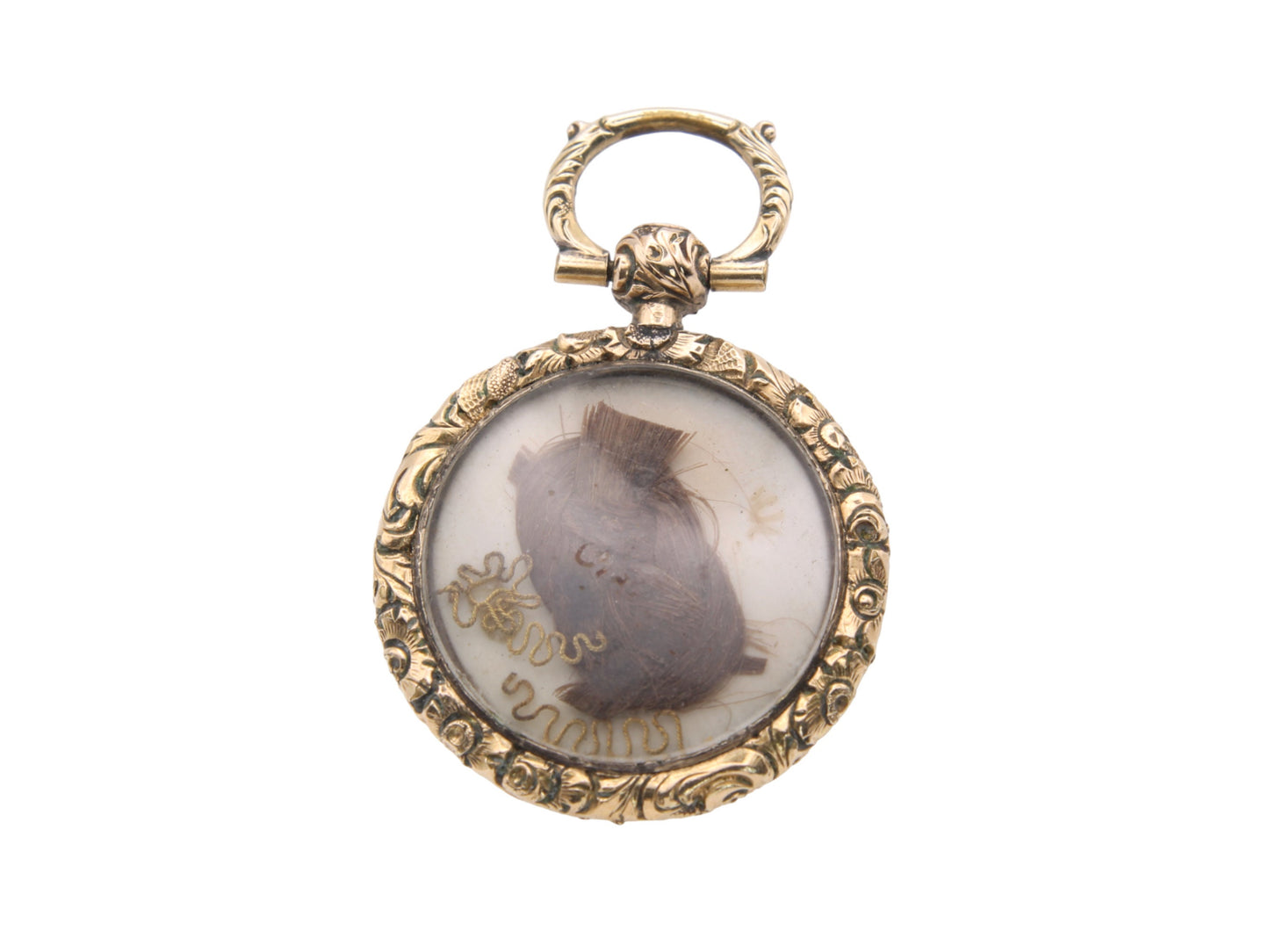 Antique 15ct Gold Forget-Me-Not Enamel Mourning Pendant