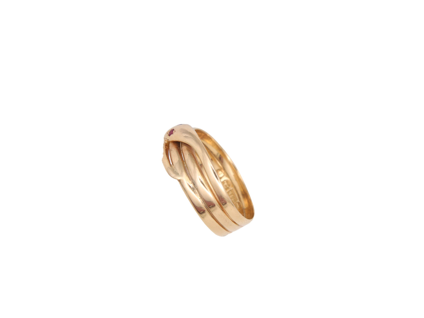 Antique 15ct Yellow Gold Ruby Eyes Snake Ring