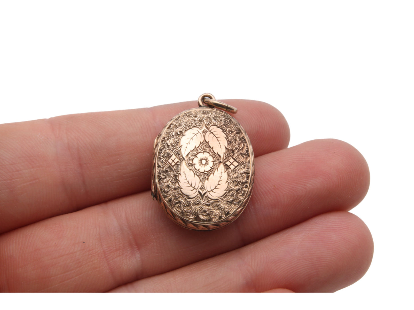 Antique 9ct Gold Back & Front Decorative Forget-me-not Locket