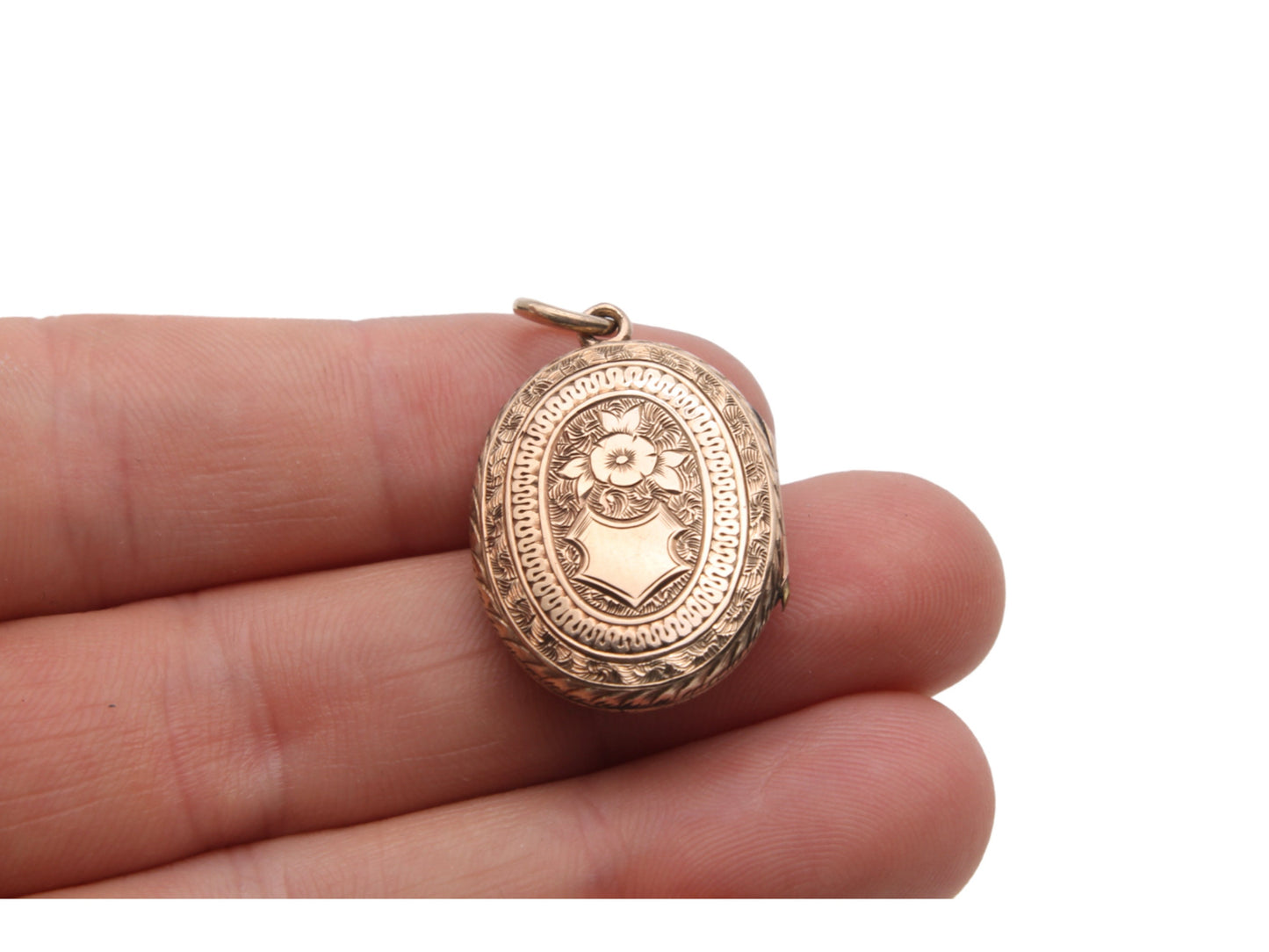 Antique 9ct Gold Back & Front Decorative Forget-me-not Locket