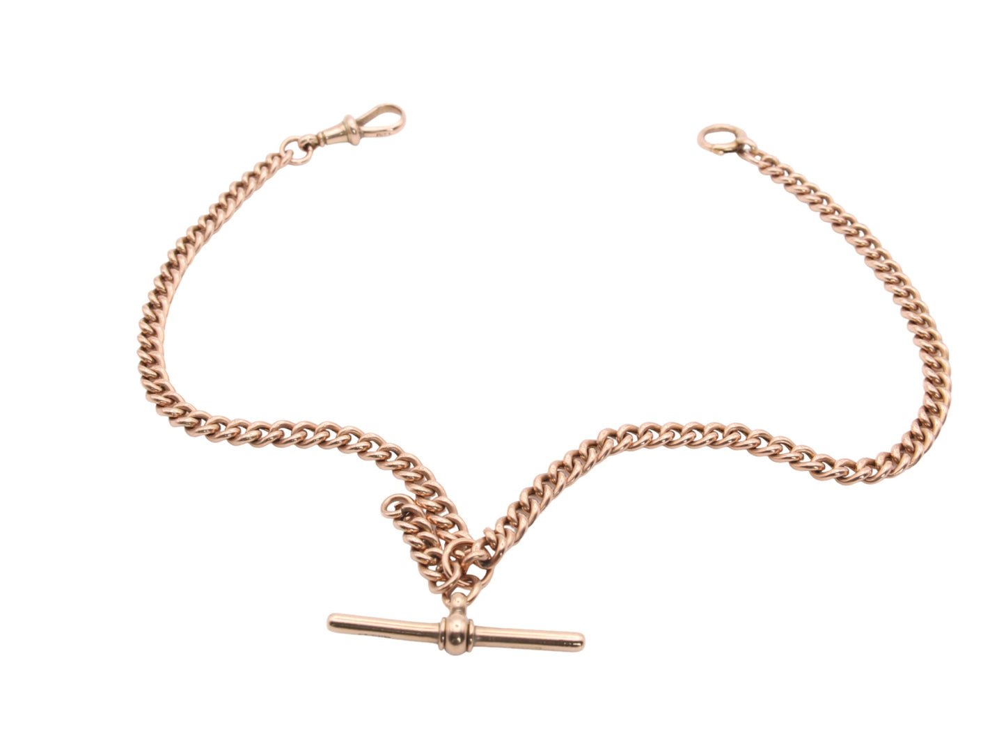 Antique 9ct Rose Gold Double Albert Necklace Watch Chain, 14"