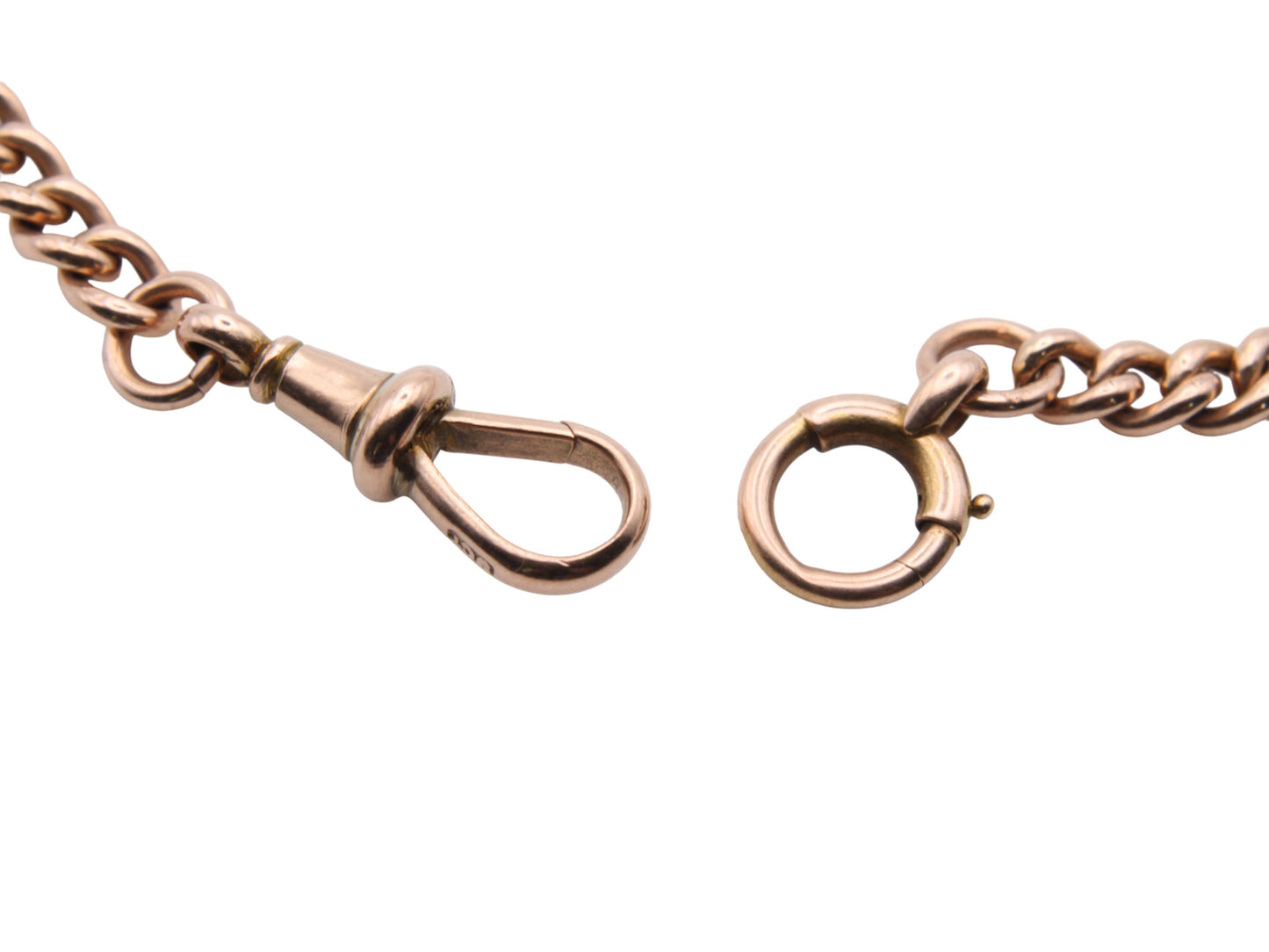 Antique 9ct Rose Gold Double Albert Necklace Watch Chain, 14"