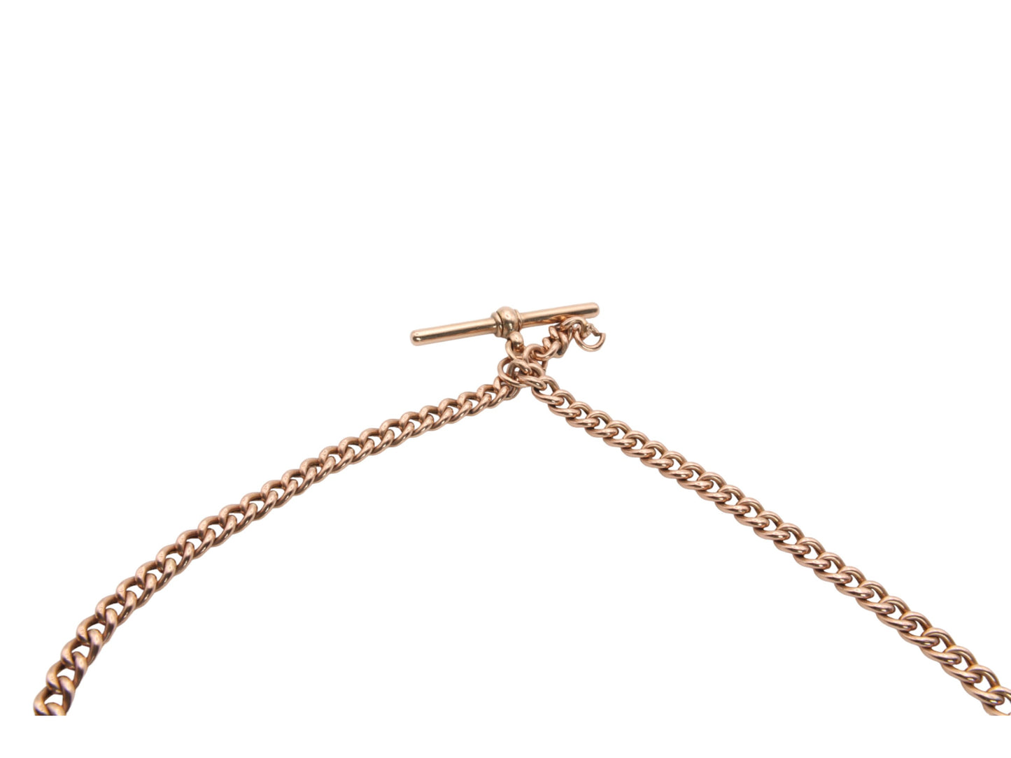 Antique-9ct-Rose-Gold-Double-Albert-Necklace-Watch-Chain,-14"