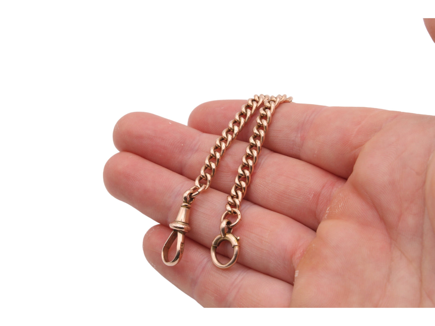 Antique 9ct Rose Gold Double Albert Necklace Watch Chain, 14"