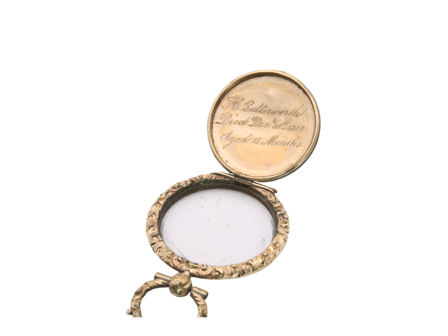 Antique 9ct Gold Chased Mourning Pendant Locket