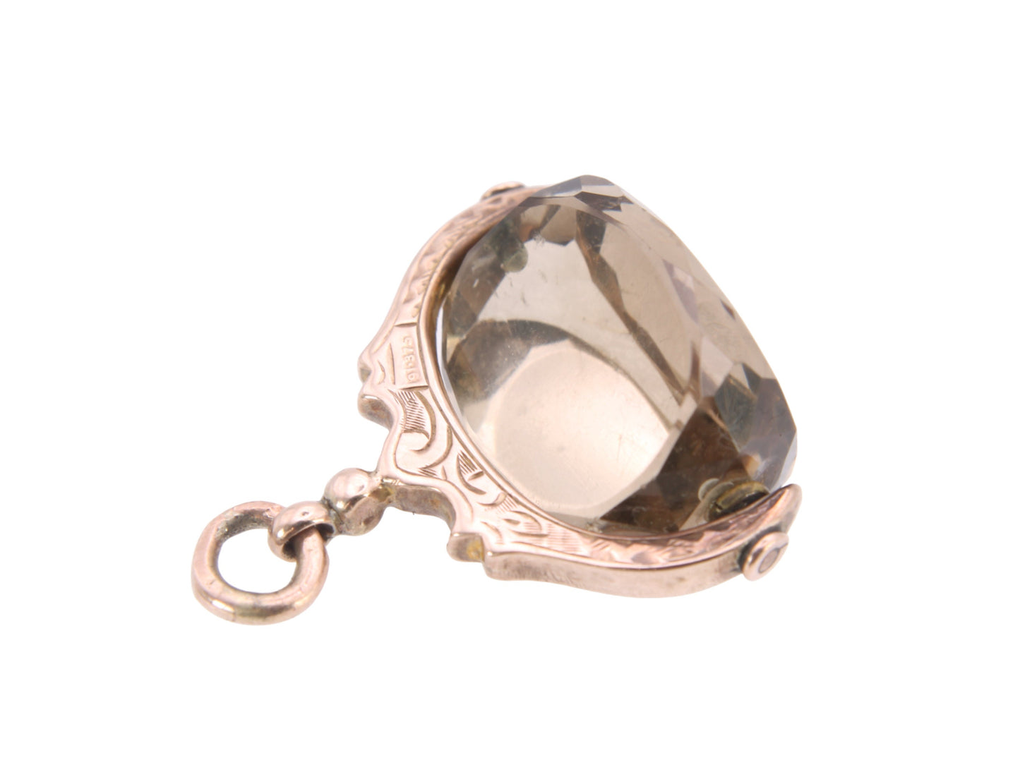 Antique Edwardian 9ct Gold Citrine Spinner Fob Pendant