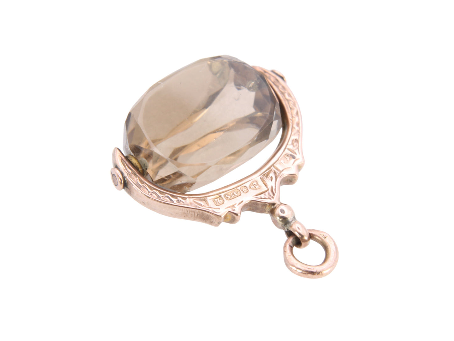 Antique Edwardian 9ct Gold Citrine Spinner Fob Pendant