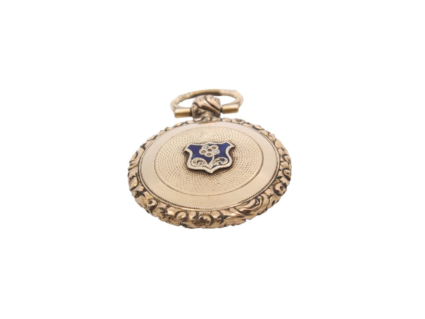 Antique 15ct Gold Forget-Me-Not Enamel Mourning Pendant