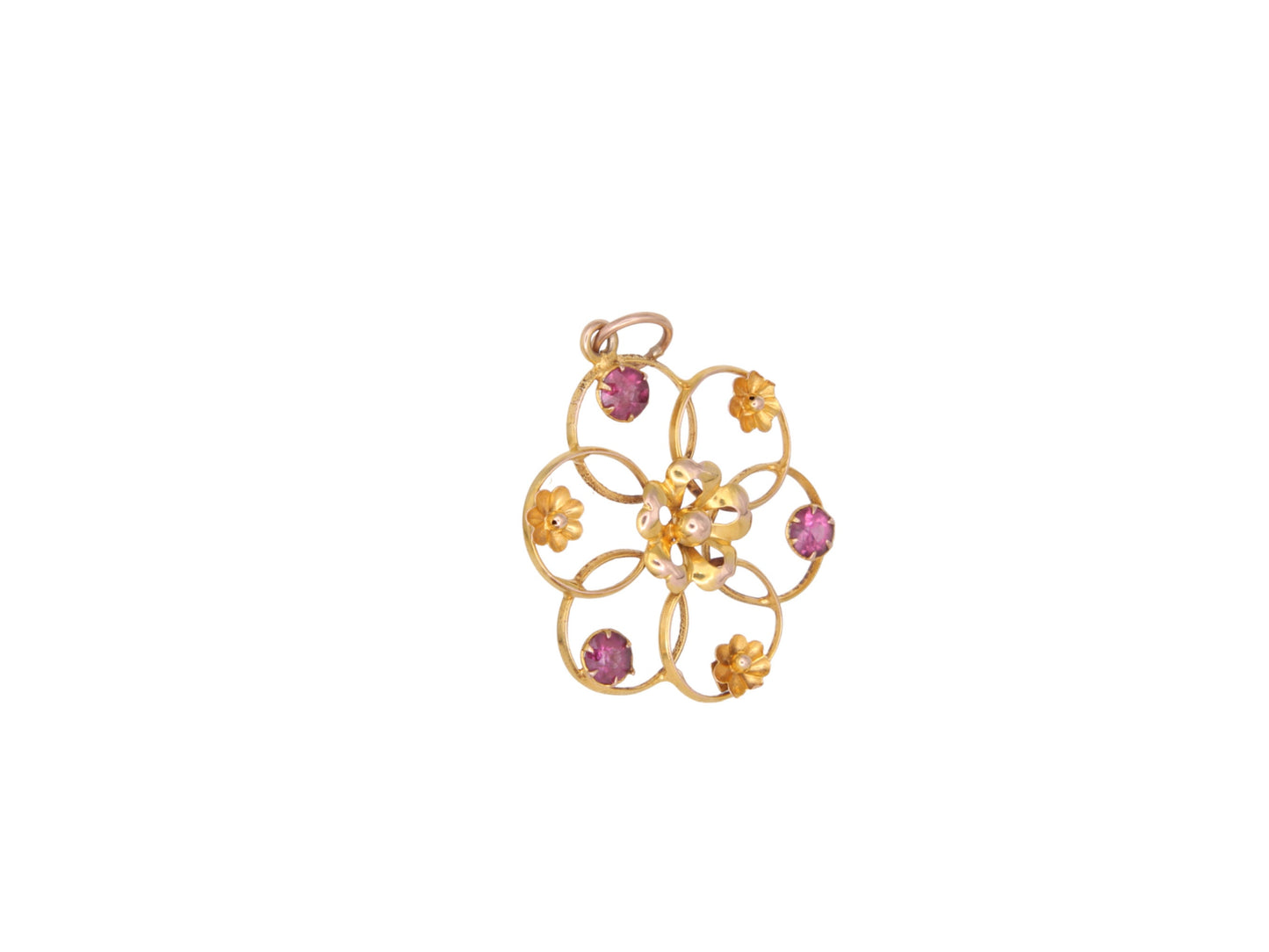 Antique Edwardian 9ct Gold Flower Pendant