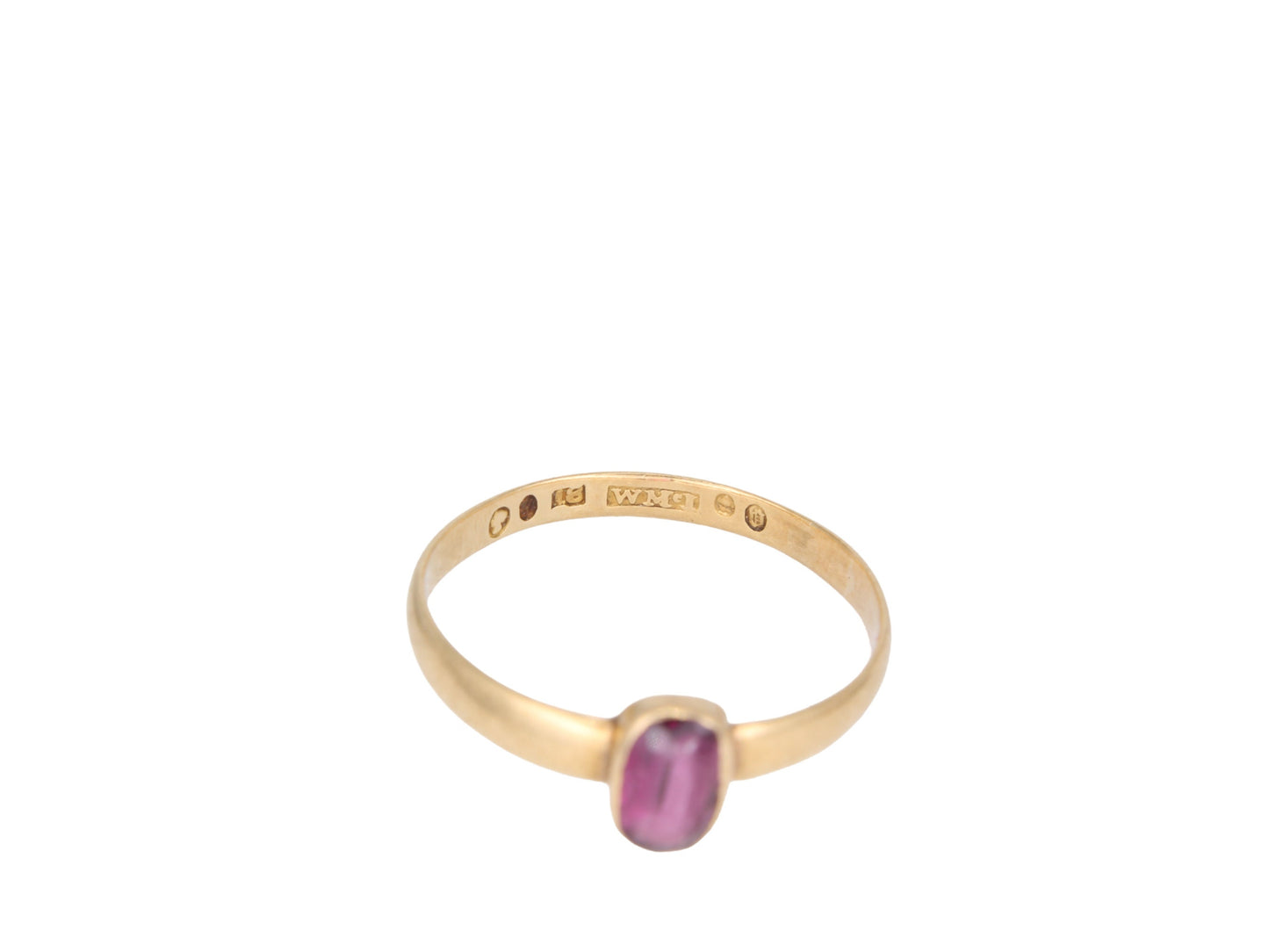 Antique Victorian Glaswegian 18ct Gold & Garnet Ring, 1866