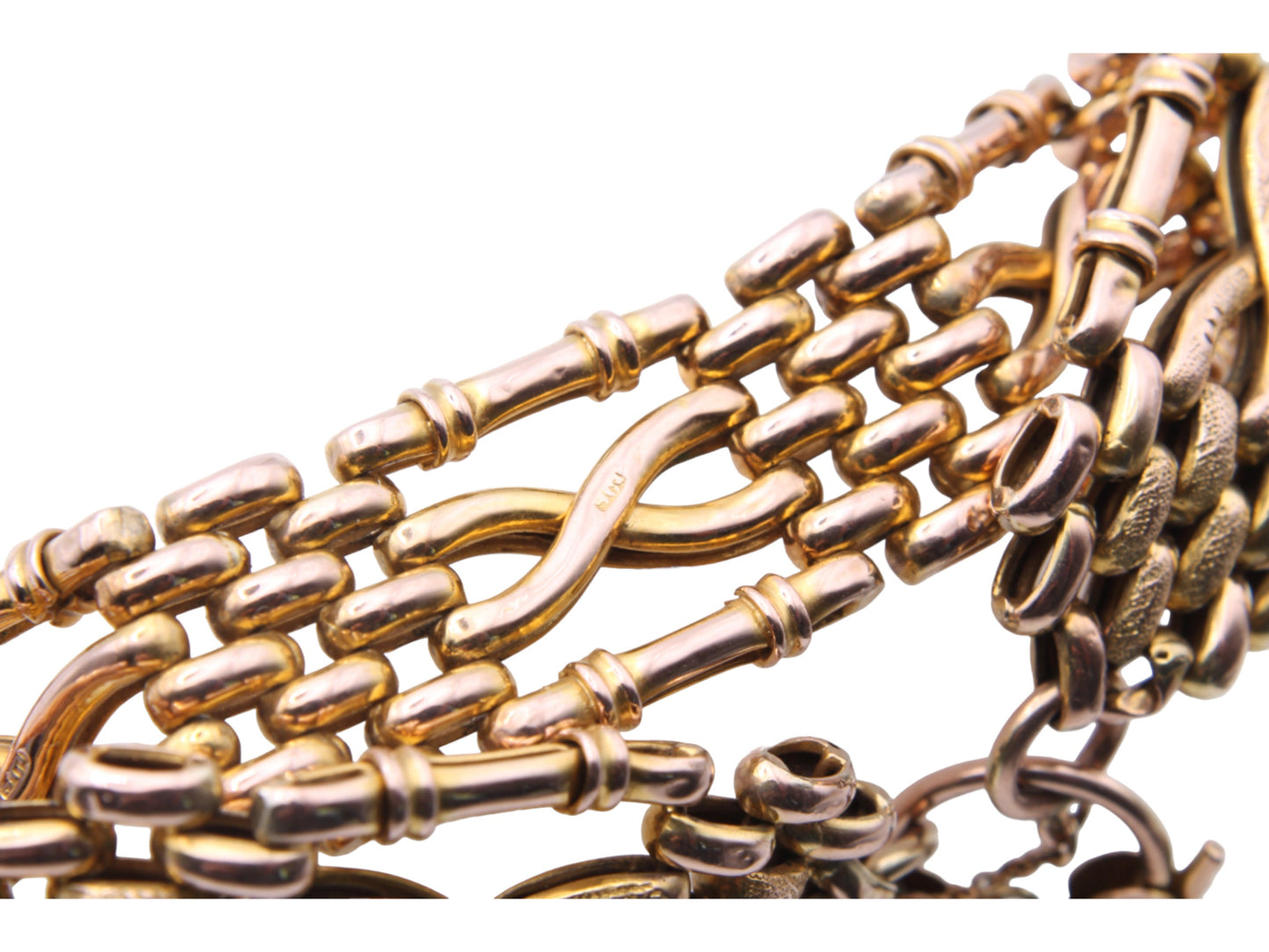 Antique Edwardian 9ct Yellow Gold Chased Gate Bracelet, 15g