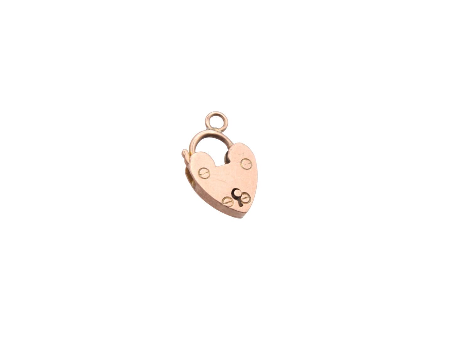 Antique 9ct Rose Gold Small Heart Padlock Pendant