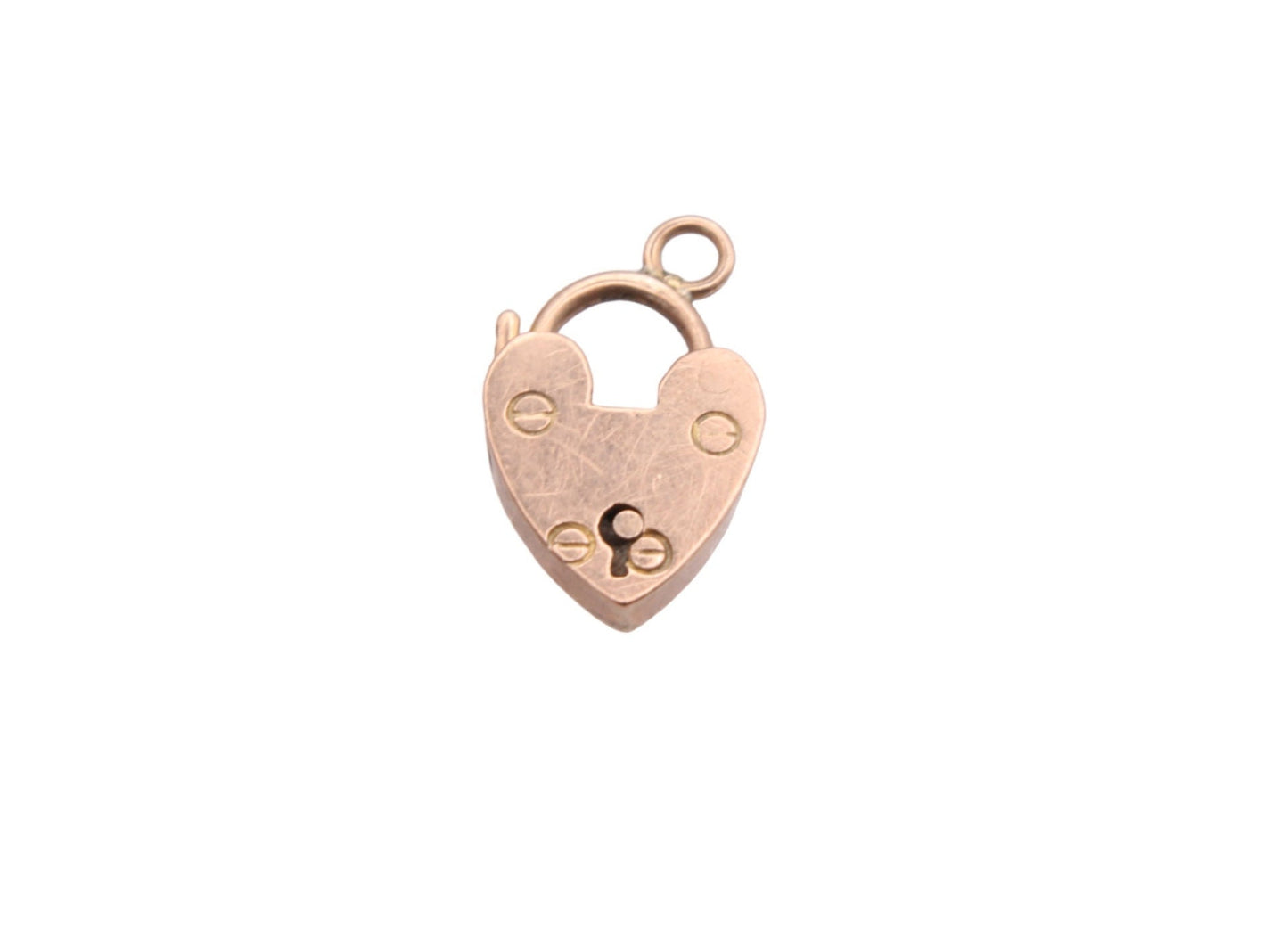 Antique 9ct Rose Gold Small Heart Padlock Pendant