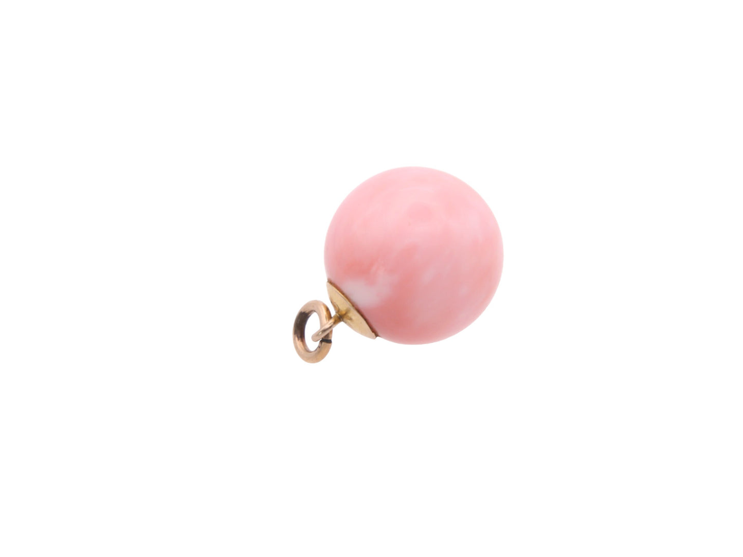 Art Deco 9ct Yellow Gold Pink Coral Sphere Pendant