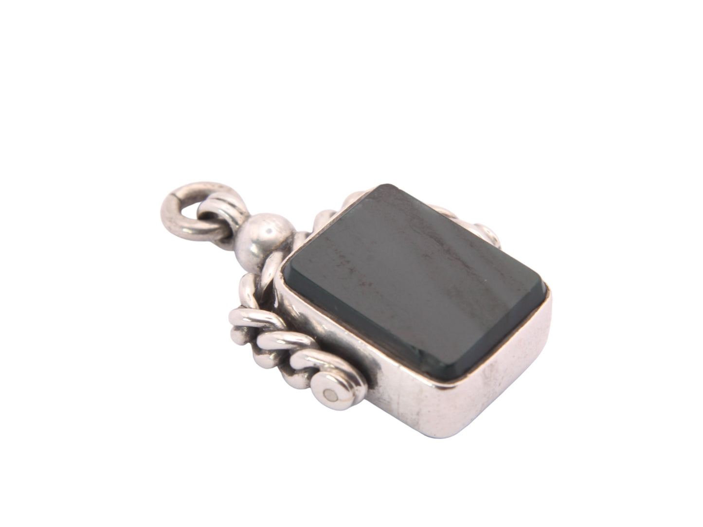 Antique Silver Bloodstone & Carnelian Spinner Pendant Fob