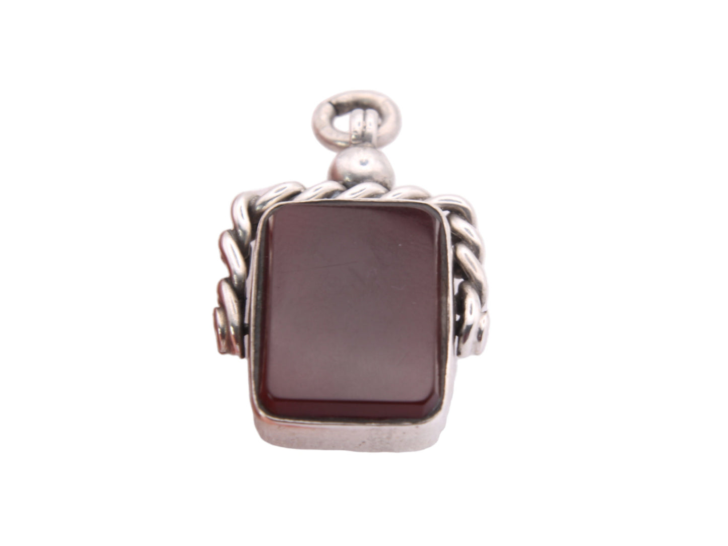 Antique Silver Bloodstone & Carnelian Spinner Pendant Fob
