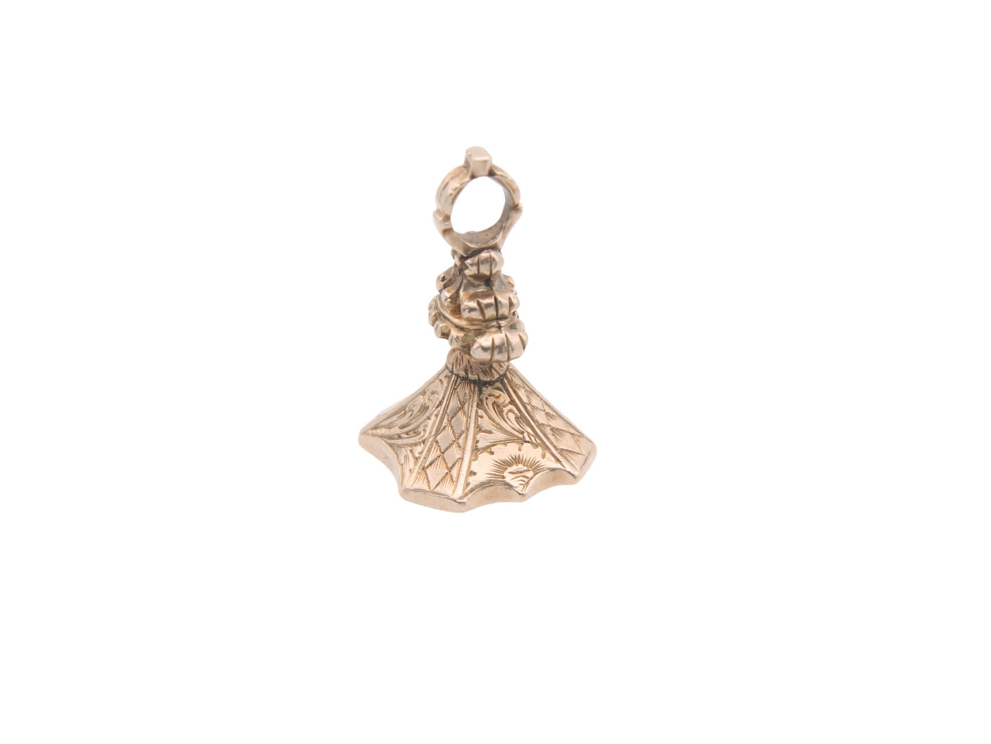Antique 15ct Gold Intaglio Dragon Crest Banded Agate Seal Pendant