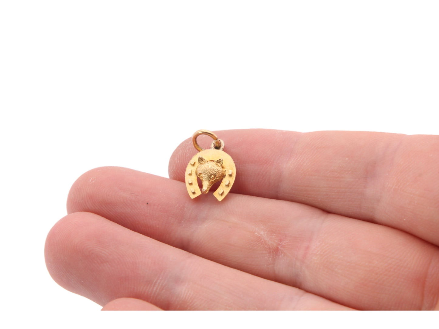Antique 15ct Gold Fox & Horseshoe Pendant Charm