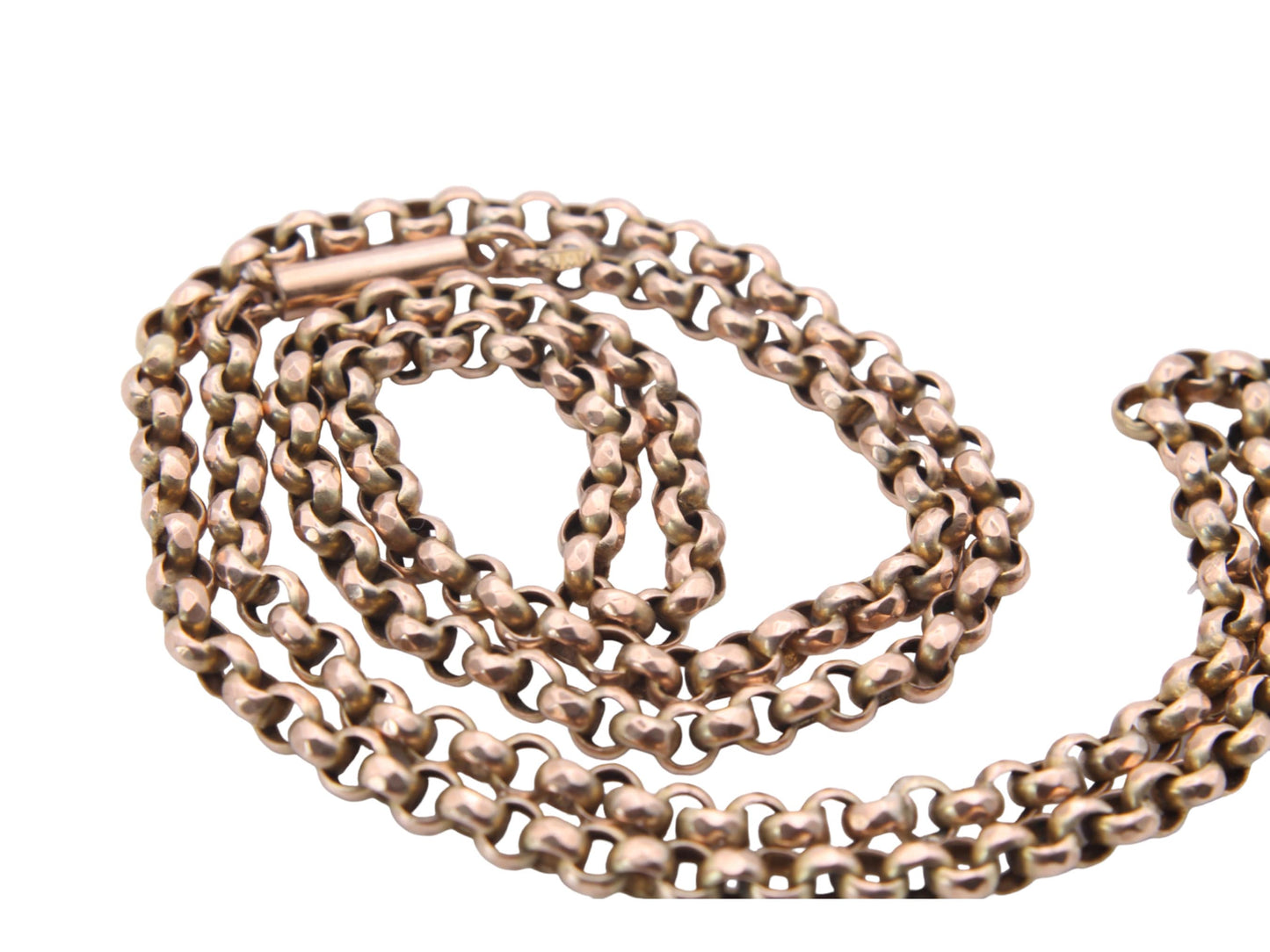 Antique 9ct Gold Faceted Belcher Link Necklace, 18.5"