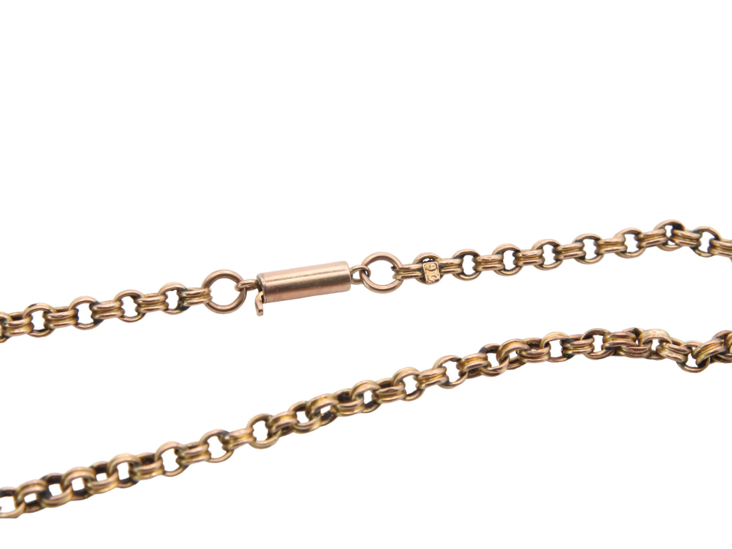 Antique 9ct Gold Rolo Ribbed Belcher Necklace, 17"