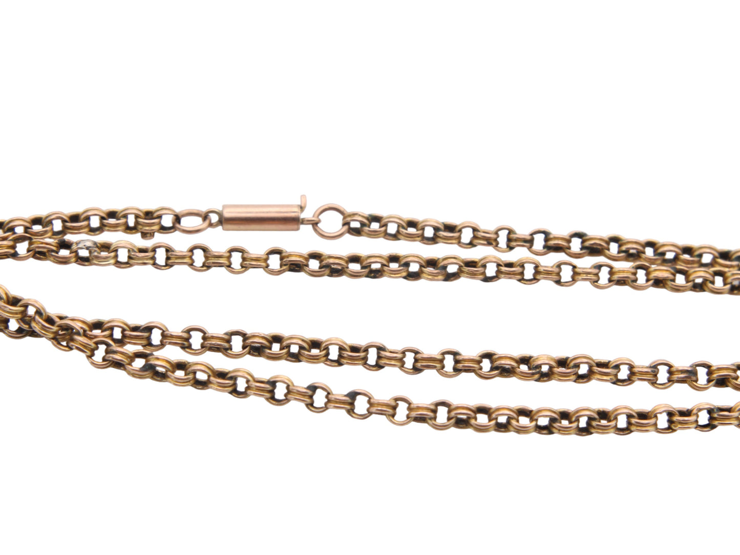 Antique 9ct Gold Rolo Ribbed Belcher Necklace, 17"