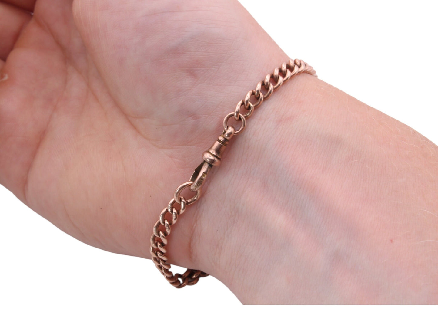 Antique 9ct Gold Curb Link Bracelet & Dog Clip