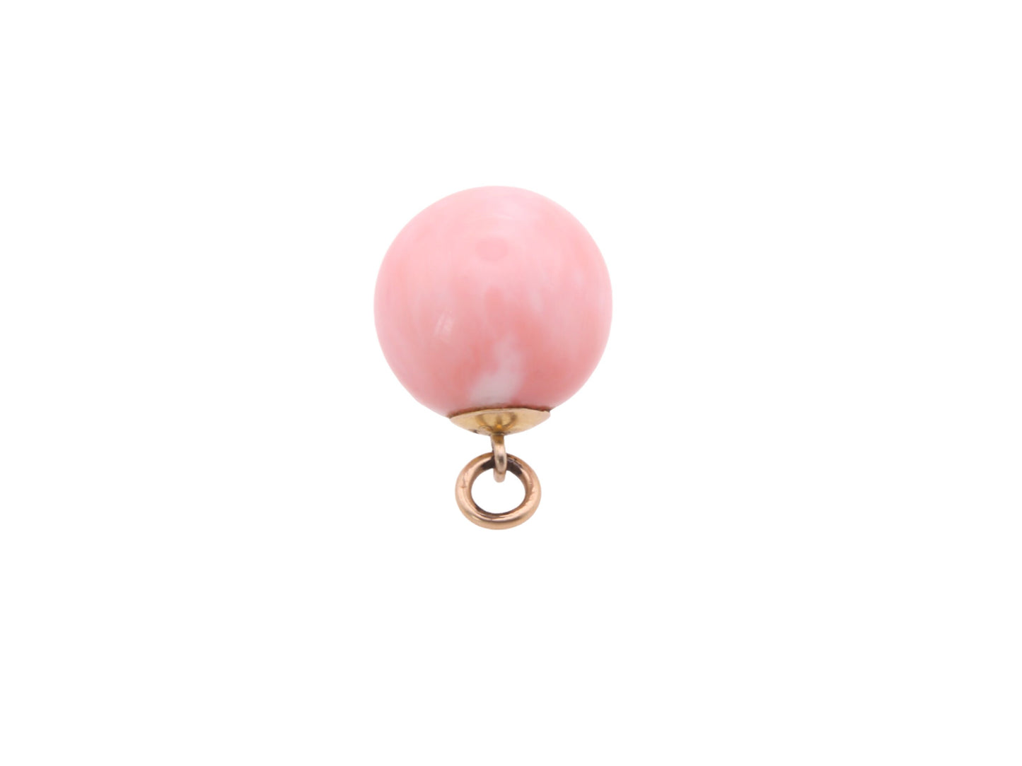 Art Deco 9ct Yellow Gold Pink Coral Sphere Pendant