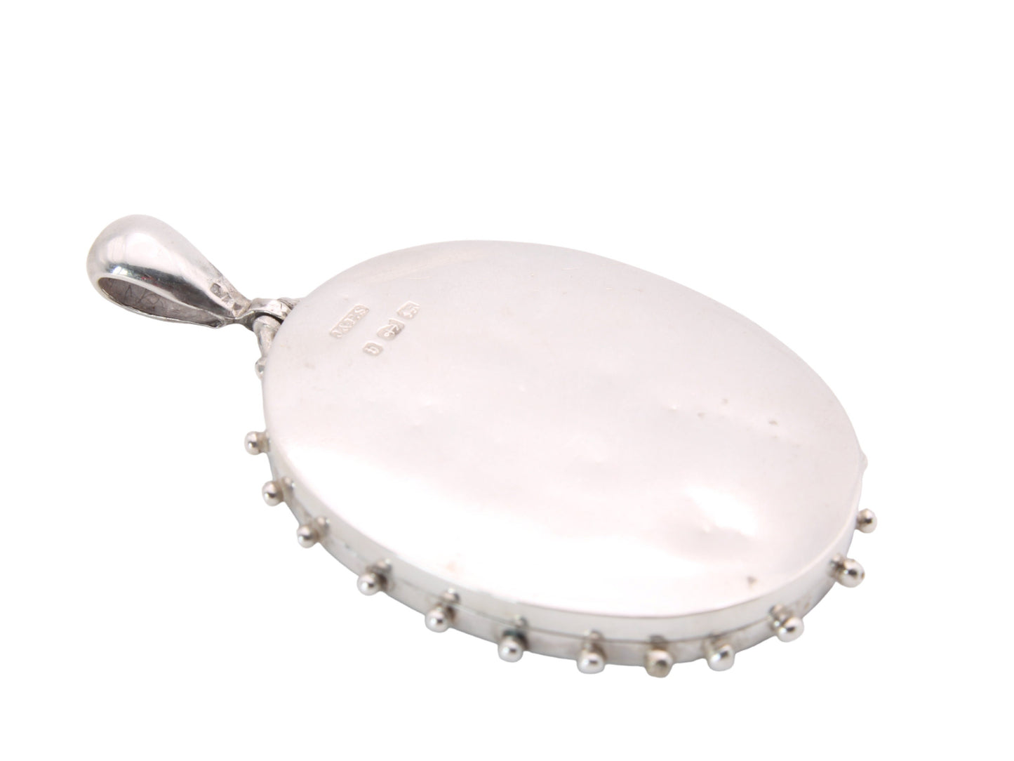 Antique Victorian Sterling Silver Locket: Rose & Green Gold Floral Detail, 1882