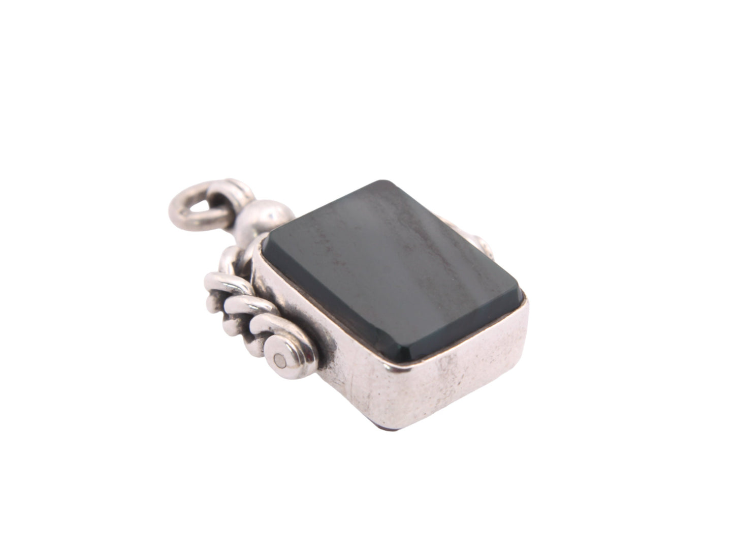 Antique Silver Bloodstone & Carnelian Spinner Pendant Fob