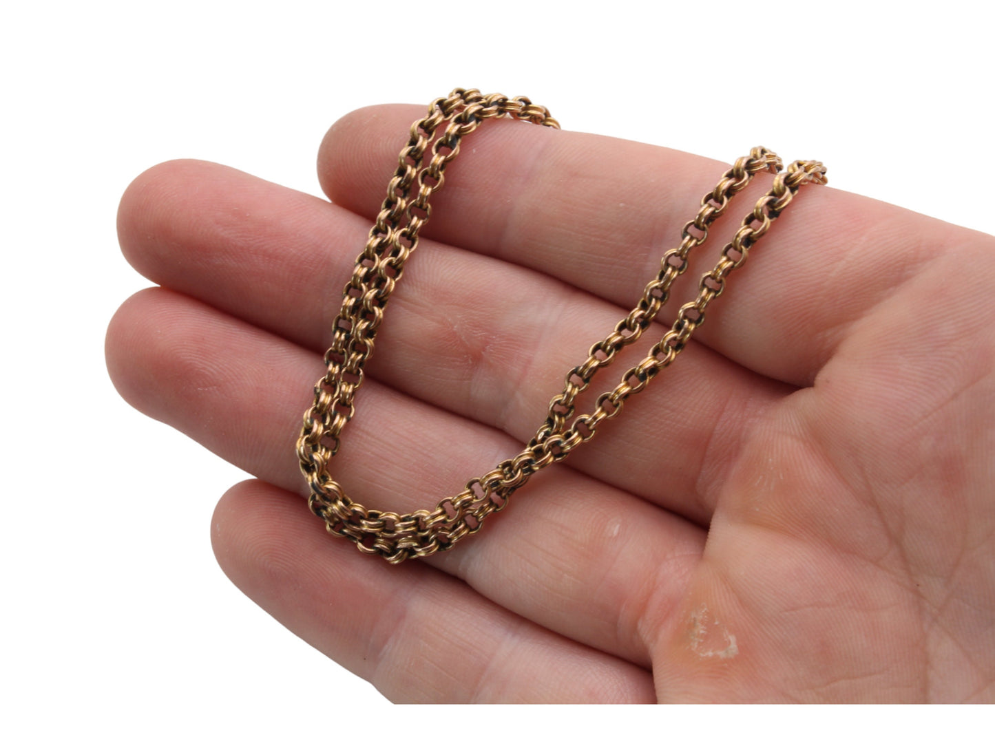 Antique 9ct Gold Rolo Ribbed Belcher Necklace, 17"