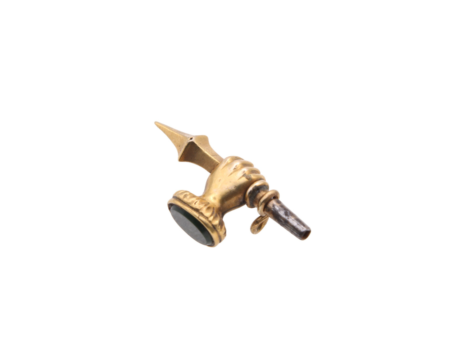 Antique 15ct Gold Clenched Fist Hand Pendant Watch Key