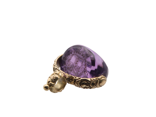 Antique 15ct Gold Amethyst Triple Crested Spinner Pendant