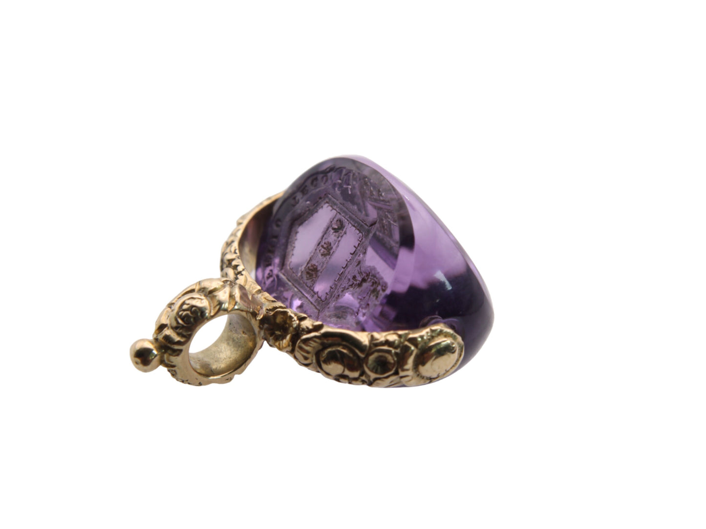 Antique 15ct Gold Amethyst Triple Crested Spinner Pendant