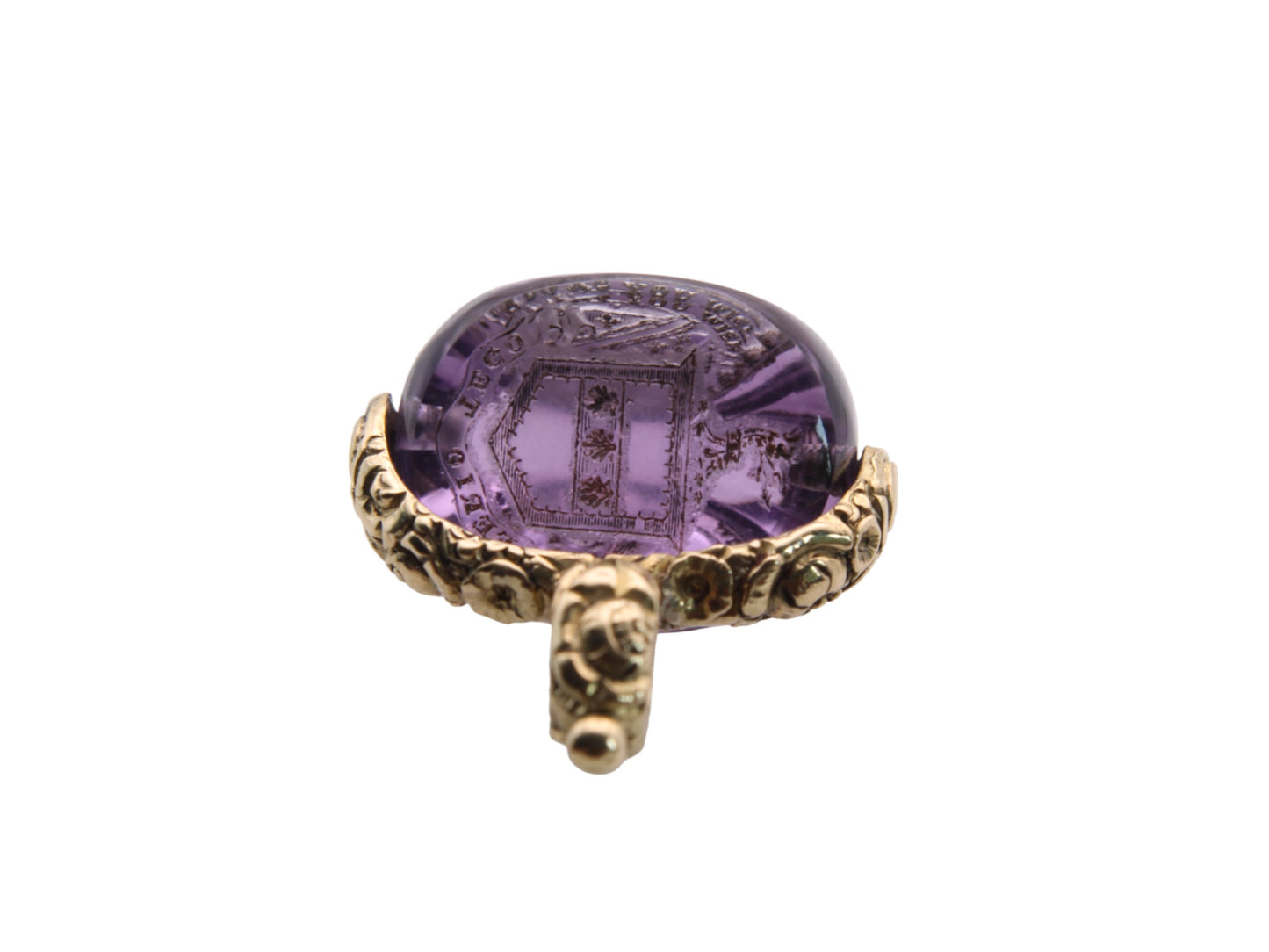 Antique 15ct Gold Amethyst Triple Crested Spinner Pendant