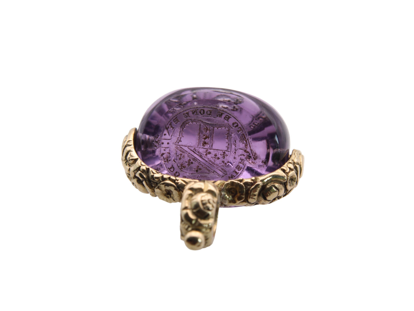 Antique 15ct Gold Amethyst Triple Crested Spinner Pendant