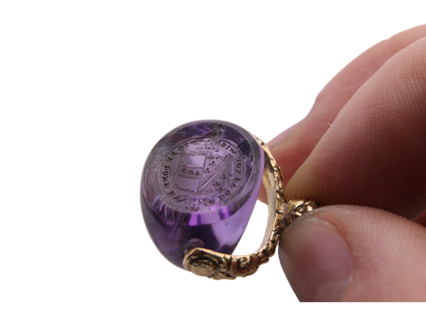 Antique-15ct-Gold-Amethyst-Triple-Crested-Spinner-Pendant