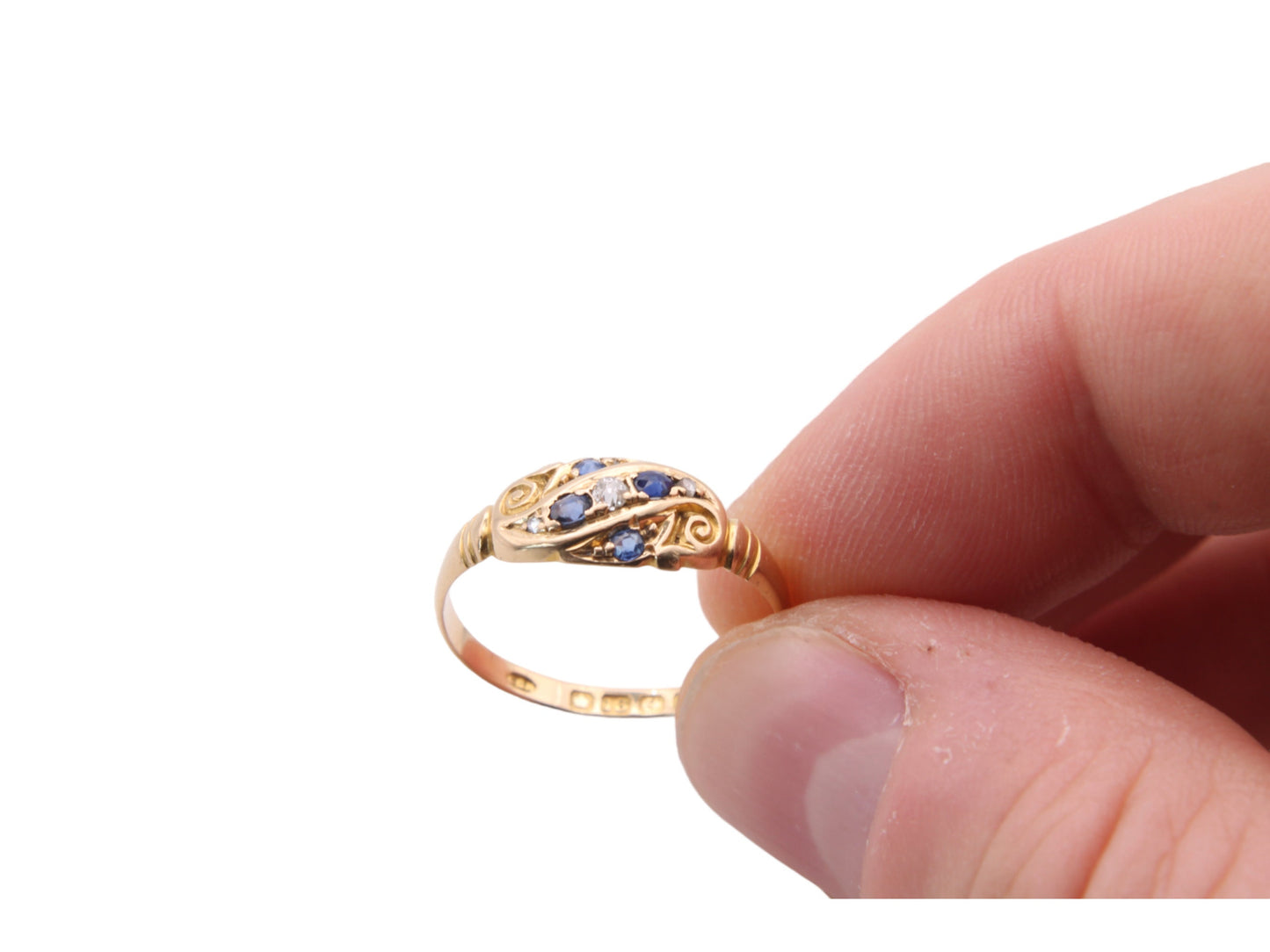 Antique Edwardian 18ct Gold Sapphire & Diamond Ring