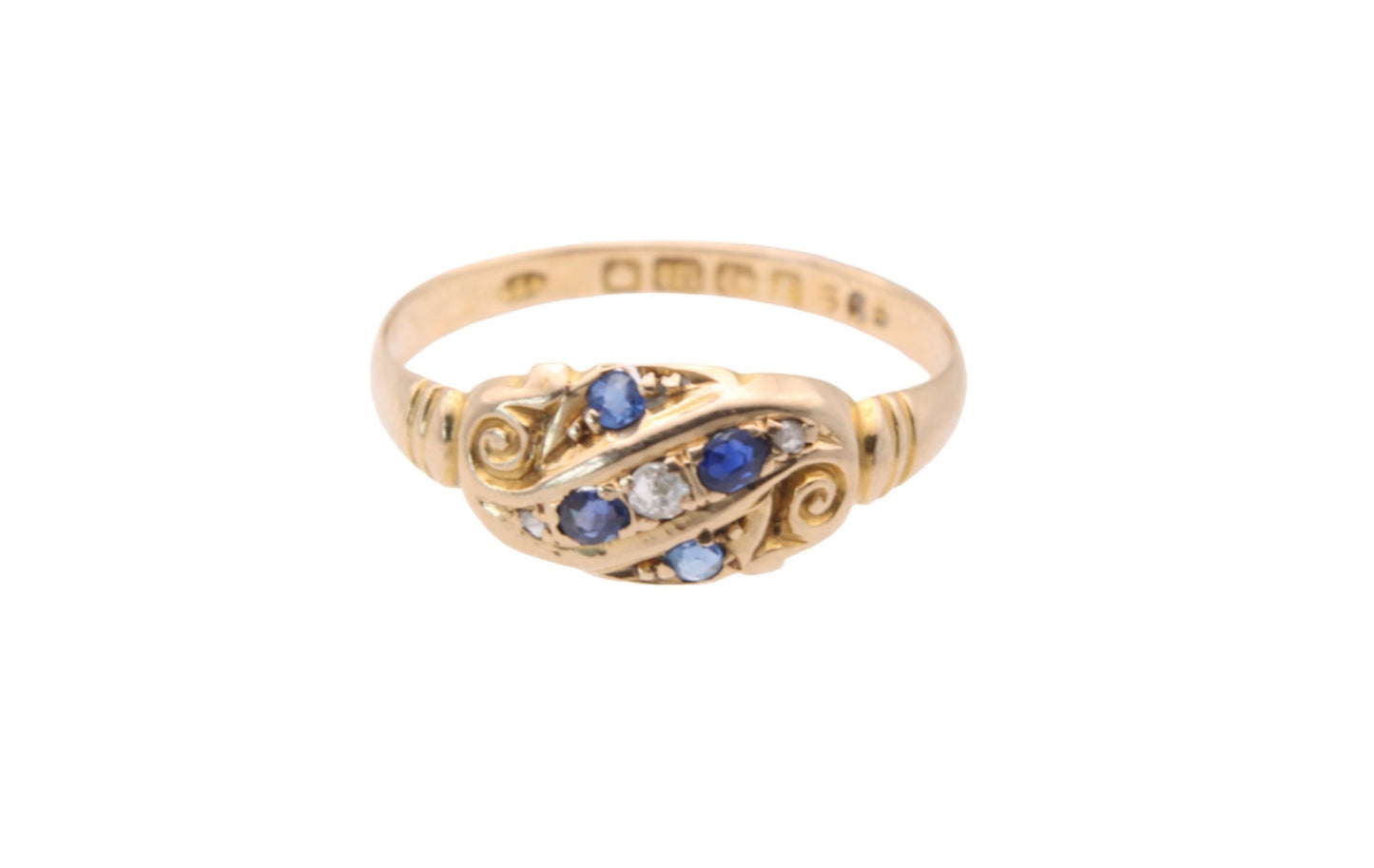 Antique Edwardian 18ct Gold Sapphire & Diamond Ring