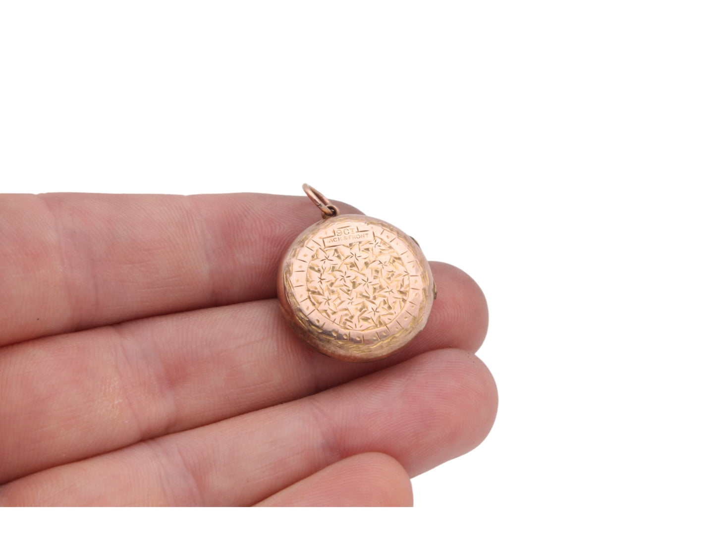 Antique-9ct-Gold-Back-&-Front-Ivy-Forget-Me-Not-Locket