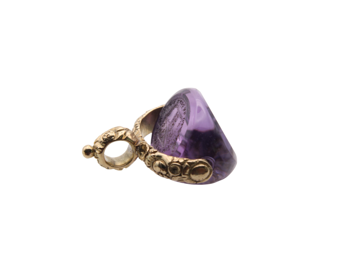 Antique 15ct Gold Amethyst Triple Crested Spinner Pendant