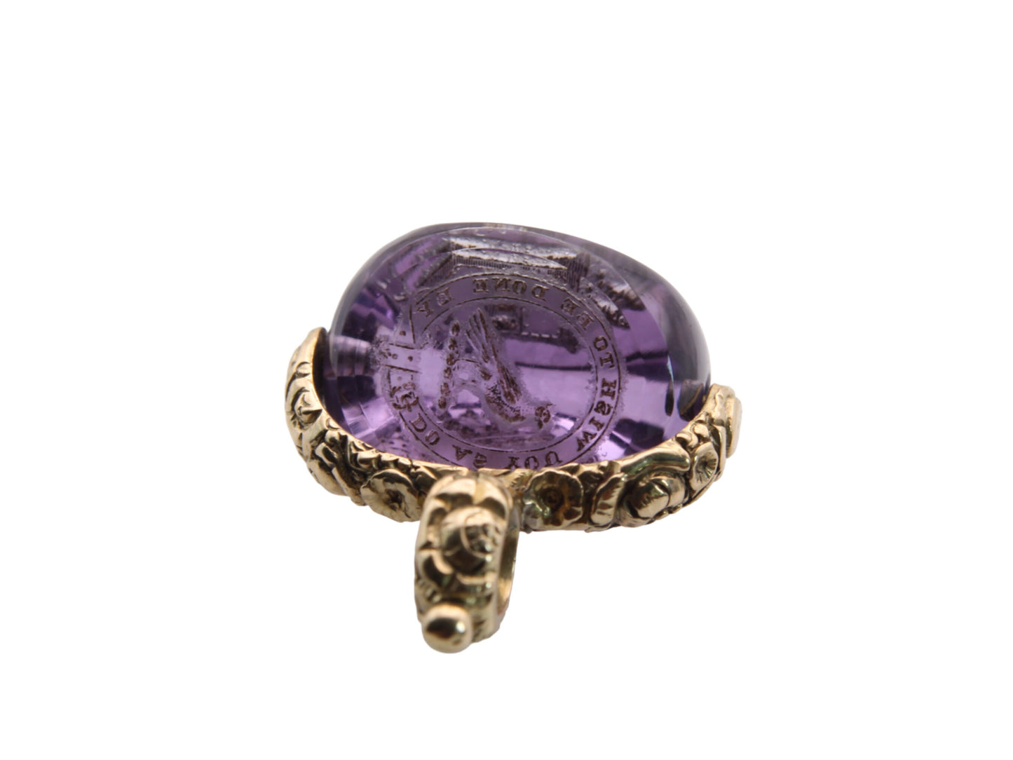 Antique 15ct Gold Amethyst Triple Crested Spinner Pendant