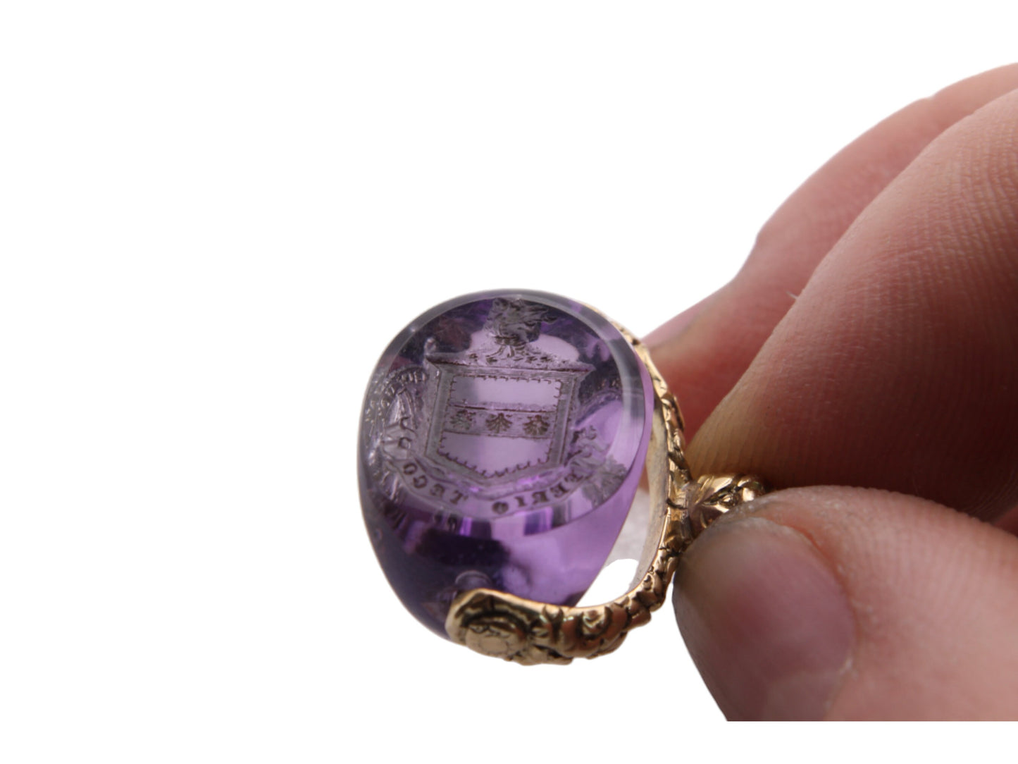 Antique 15ct Gold Amethyst Triple Crested Spinner Pendant