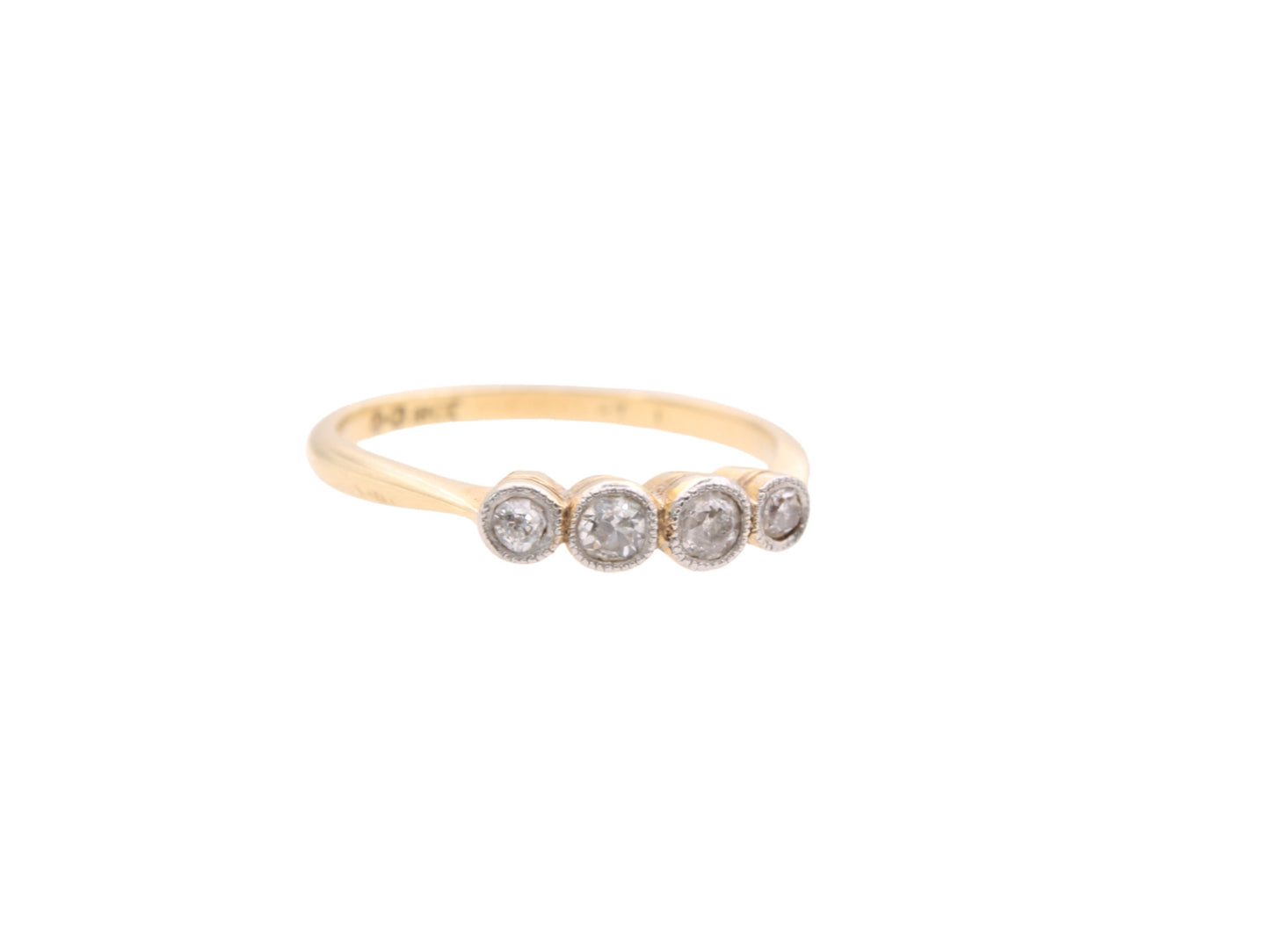 Antique Art Deco 18ct Gold & Platinum Bezel Set Diamond Ring, 0.20ctw